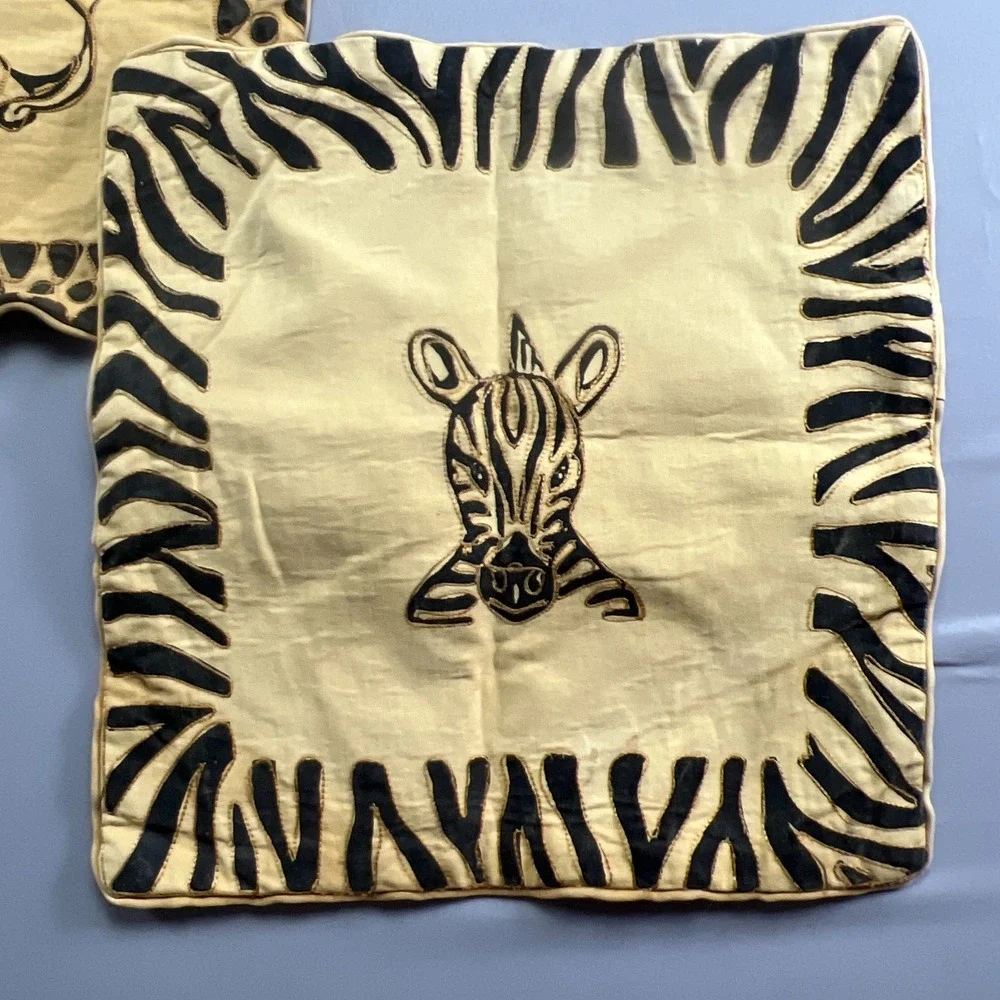 Set Of 2 Marvelous Handcrafted PillowCovers Tanzania African Safari Animal Print